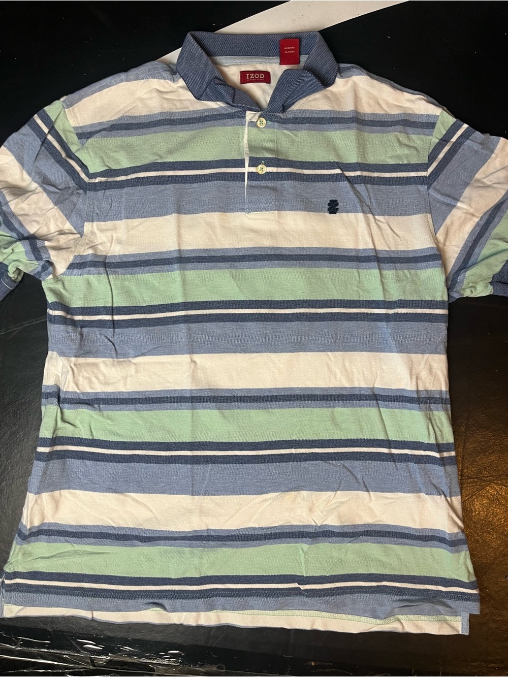 IZOD Men’s Striped Polo Shirt — Blue, White & Green size xl